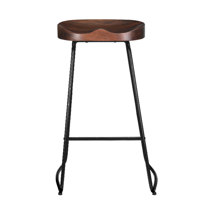 Parker Industrial Bar Stool Wooden Backless (Set of 2) Dark Wood 75cm