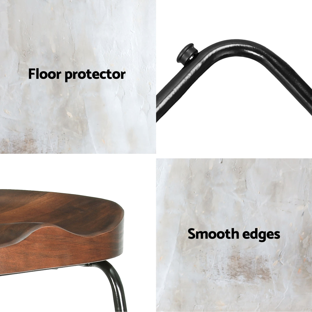 Parker Industrial Bar Stool Wooden Backless (Set of 2) Dark Wood 75cm