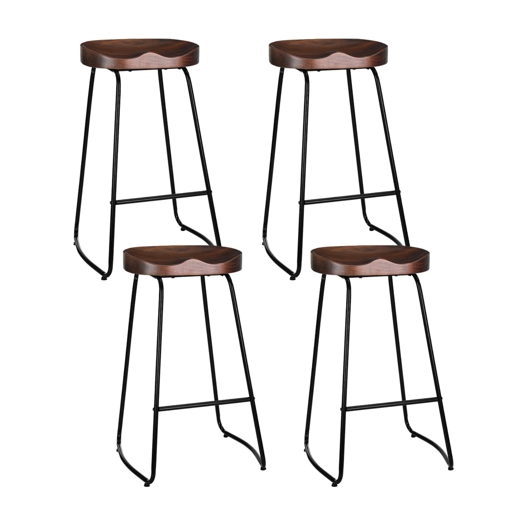 Parker Industrial Bar Stool Wooden Backless (Set of 4) Dark Wood 75cm