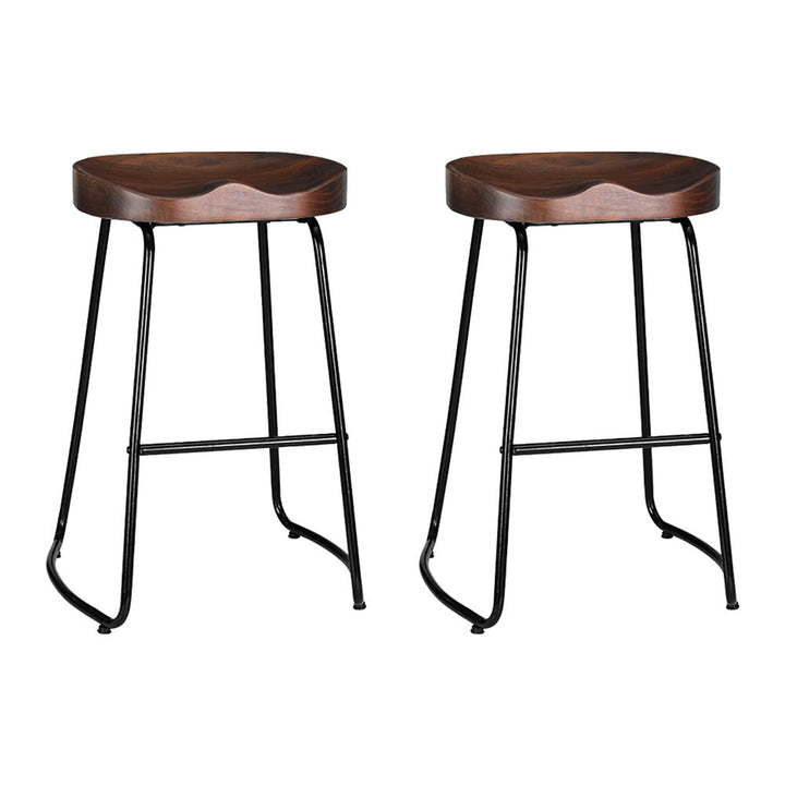 Parker Industrial Counter Stool Wooden Backless (Set of 2) Dark Wood 65cm