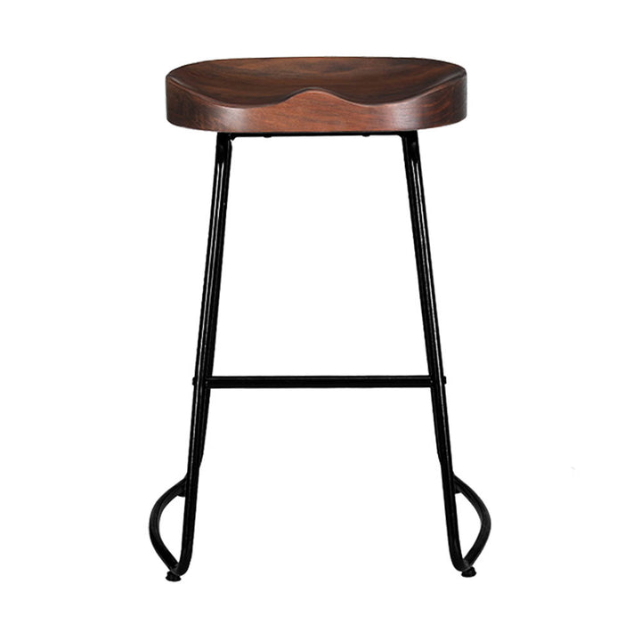 Parker Industrial Counter Stool Wooden Backless (Set of 2) Dark Wood 65cm