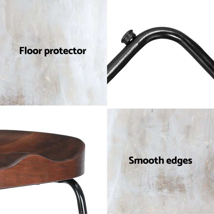 Parker Industrial Counter Stool Wooden Backless (Set of 2) Dark Wood 65cm
