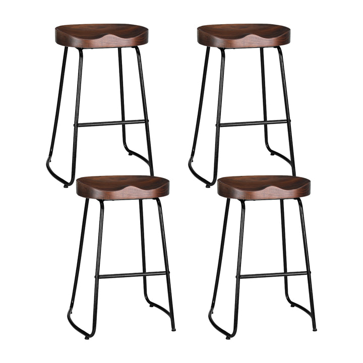 Parker Industrial Counter Stool Wooden Backless (Set of 4) Dark Wood 65cm
