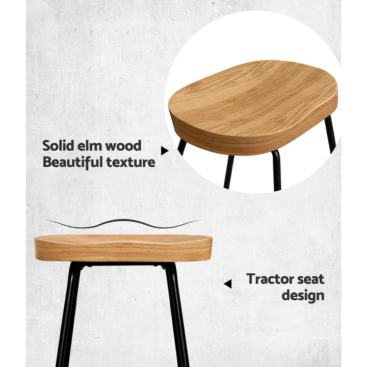 Parker Industrial Counter Stool Wooden Backless (Set of 2) Natural 65cm