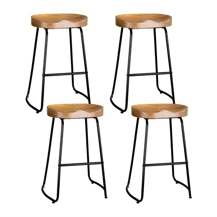 Parker Industrial Counter Stool Wooden Backless (Set of 4) Natural 65cm
