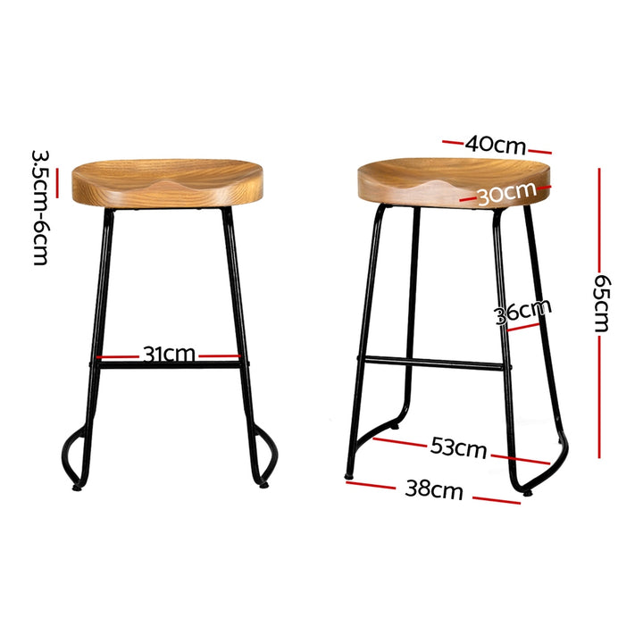 Parker Industrial Counter Stool Wooden Backless (Set of 4) Natural 65cm