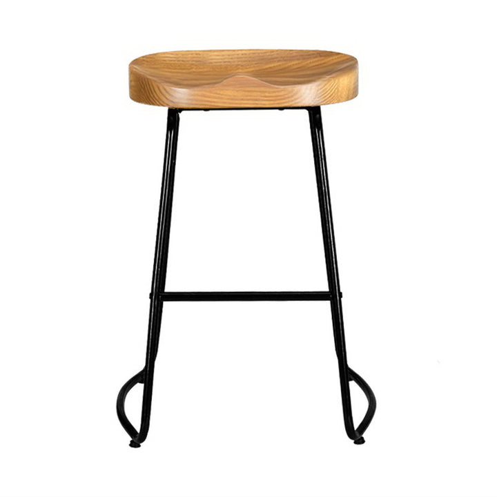 Parker Industrial Counter Stool Wooden Backless (Set of 4) Natural 65cm