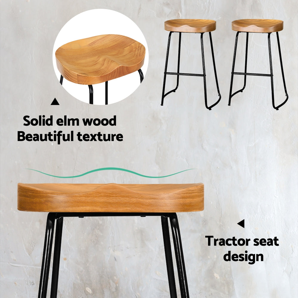 Parker Industrial Counter Stool Wooden Backless (Set of 4) Natural 65cm