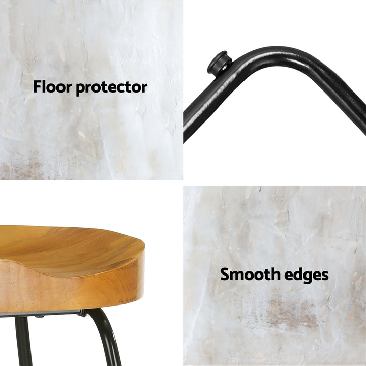 Parker Industrial Counter Stool Wooden Backless (Set of 4) Natural 65cm