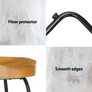 Parker Industrial Counter Stool Wooden Backless (Set of 4) Natural 65cm