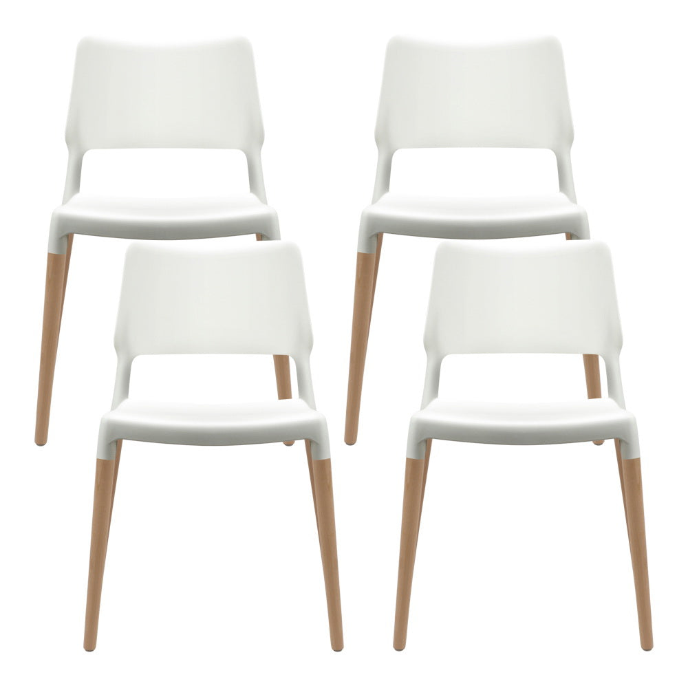 Artiss Kitchen Dining Chairs Stackable (Set of 4) White