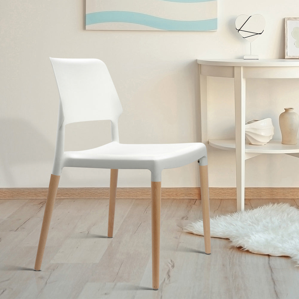 Artiss Kitchen Dining Chairs Stackable (Set of 4) White