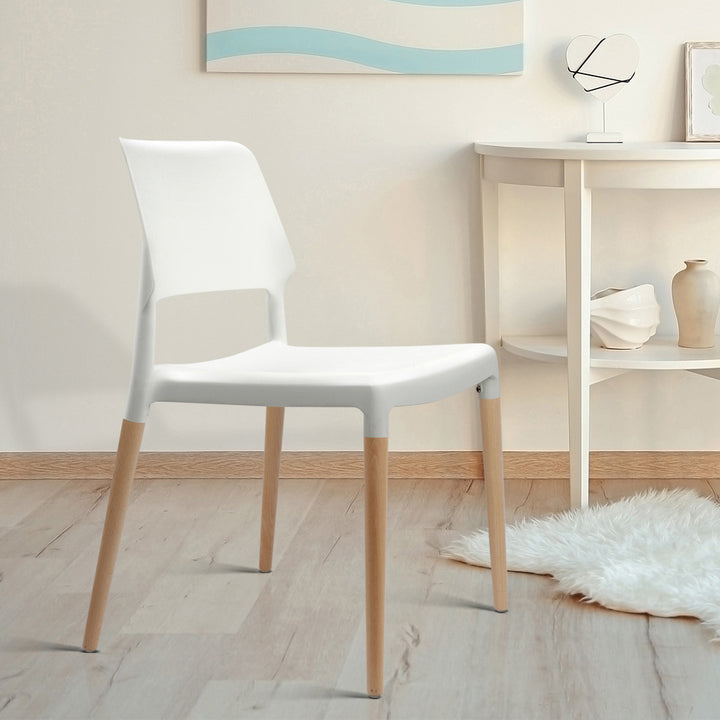 Artiss Kitchen Dining Chairs Stackable (Set of 4) White
