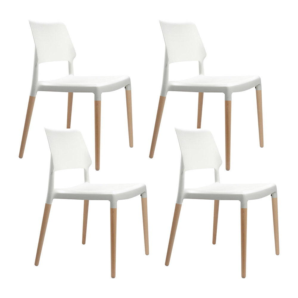 Artiss Kitchen Dining Chairs Stackable (Set of 4) White