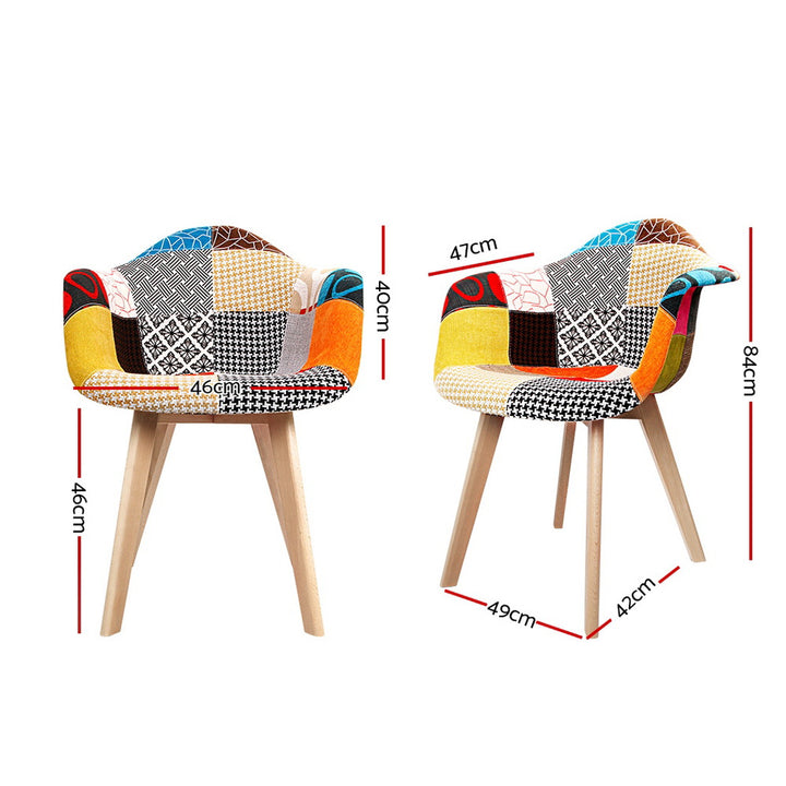 Artiss Retro Kitchen Dining Chairs Fabric (Set of 2) Multi-Colour