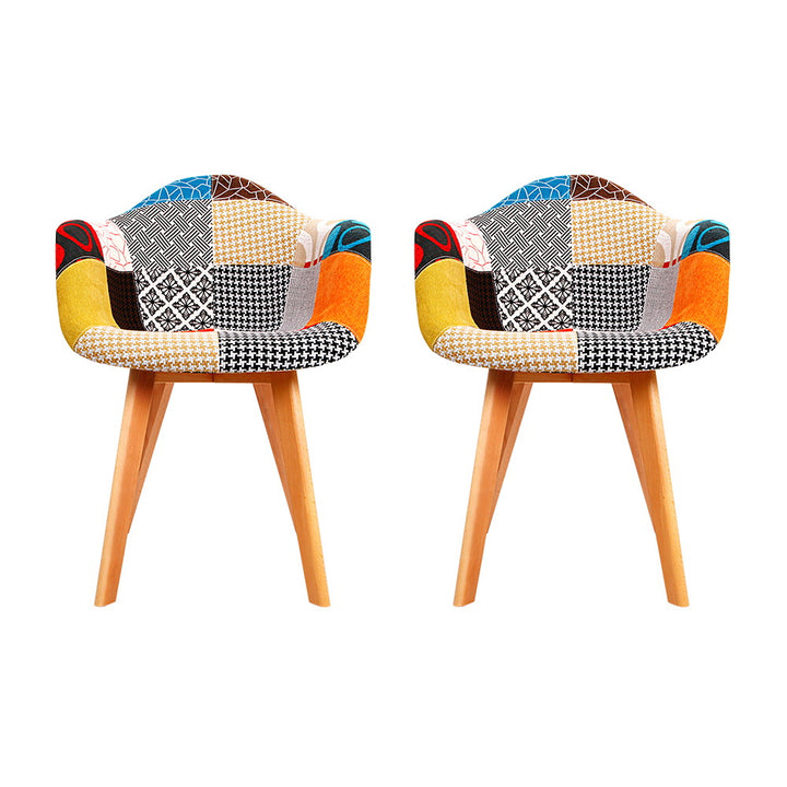 Artiss Retro Kitchen Dining Chairs Fabric (Set of 2) Multi-Colour