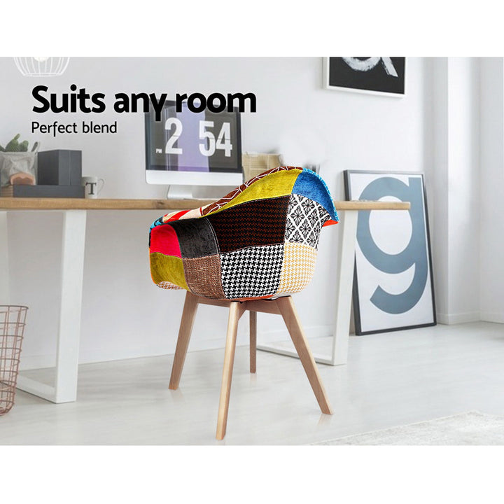 Artiss Retro Kitchen Dining Chairs Fabric (Set of 2) Multi-Colour