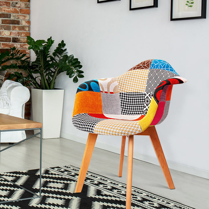 Artiss Retro Kitchen Dining Chairs Fabric (Set of 2) Multi-Colour