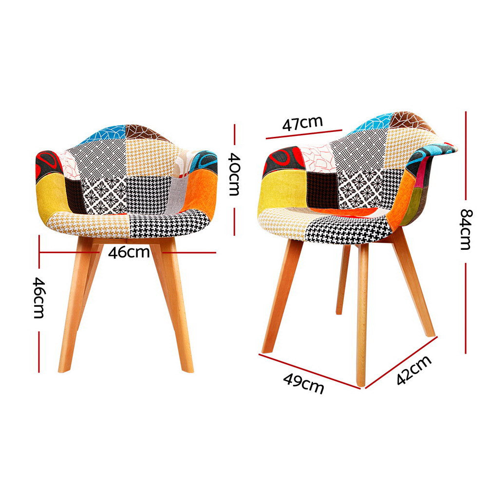 Artiss Retro Kitchen Dining Chairs Fabric (Set of 4) Multi-Colour