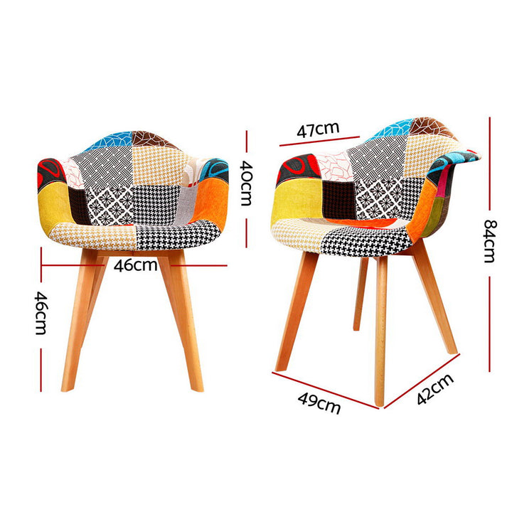 Artiss Retro Kitchen Dining Chairs Fabric (Set of 4) Multi-Colour