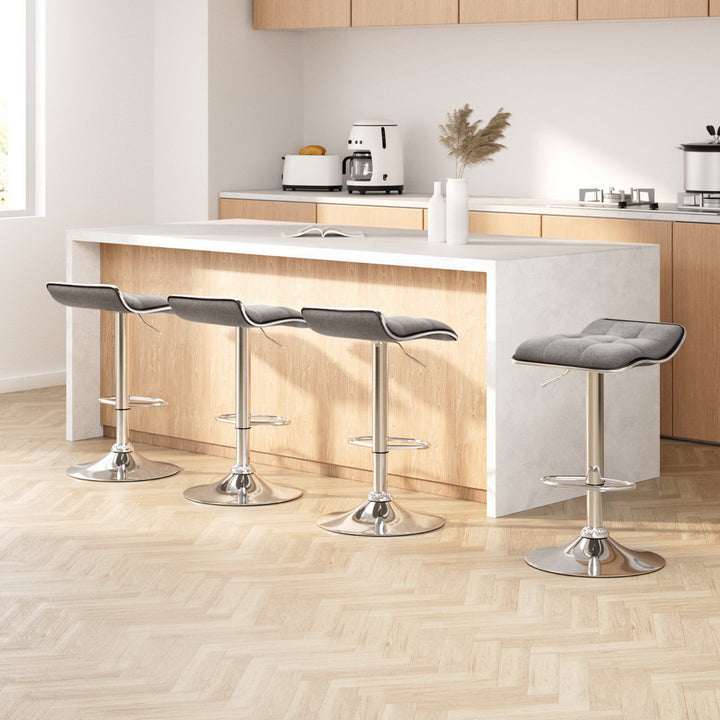 Mia Fabric Bar Stool Backless (Set of 4) Grey