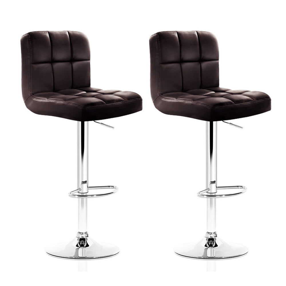 Noel Leather Bar Stool Swivel (Set of 2) Chocolate