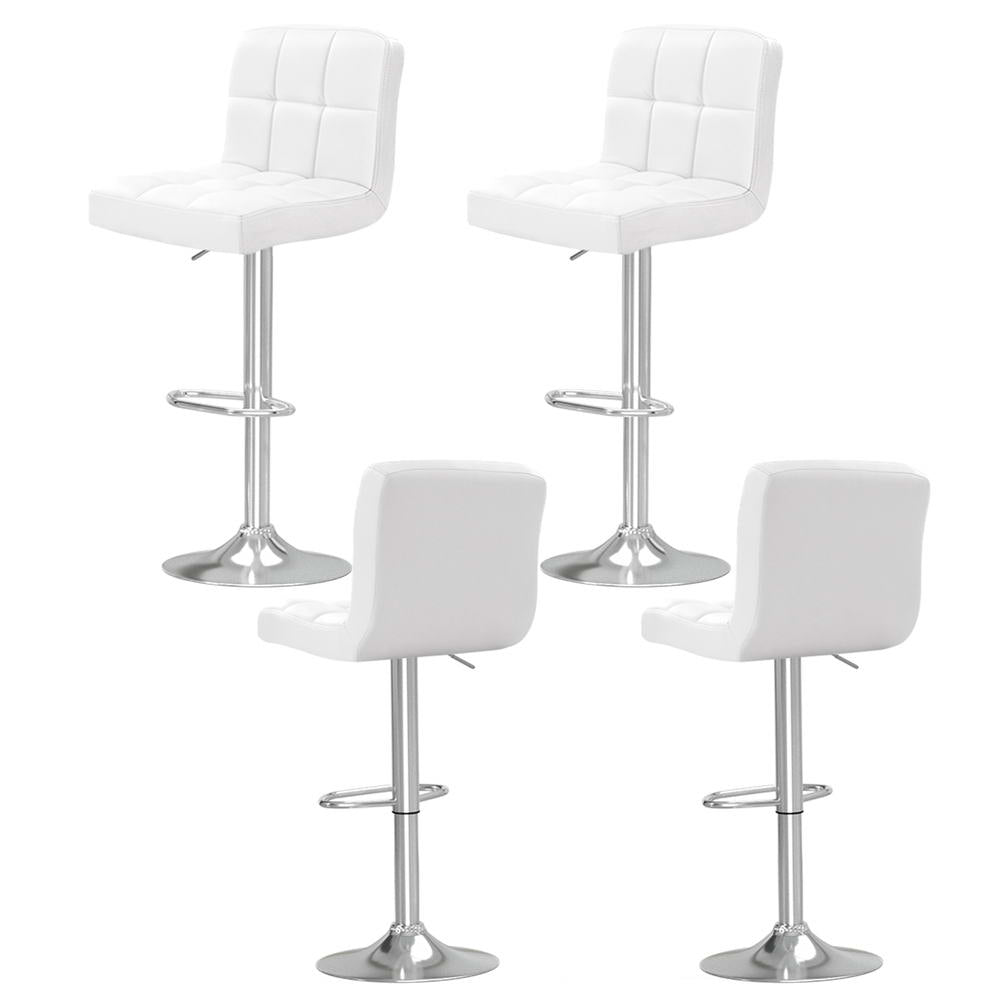 Noel Leather Bar Stool Swivel (Set of 4) White