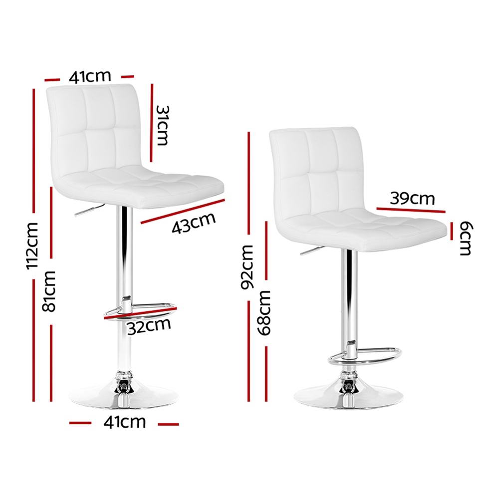 Noel Leather Bar Stool Swivel (Set of 4) White