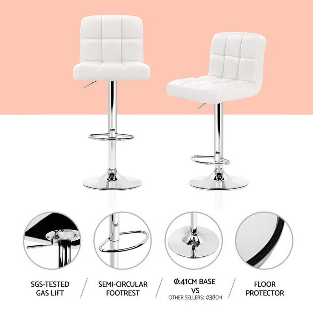 Noel Leather Bar Stool Swivel (Set of 4) White