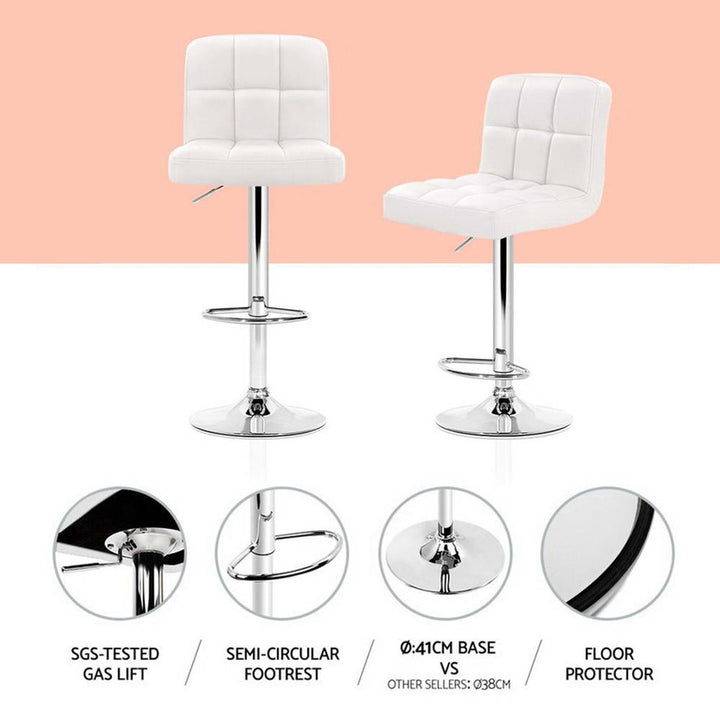 Noel Leather Bar Stool Swivel (Set of 4) White