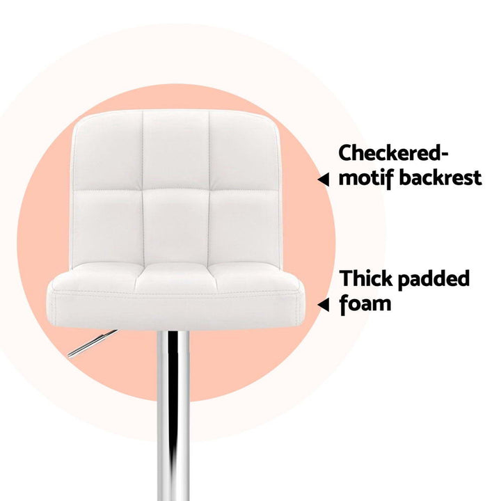 Noel Leather Bar Stool Swivel (Set of 4) White