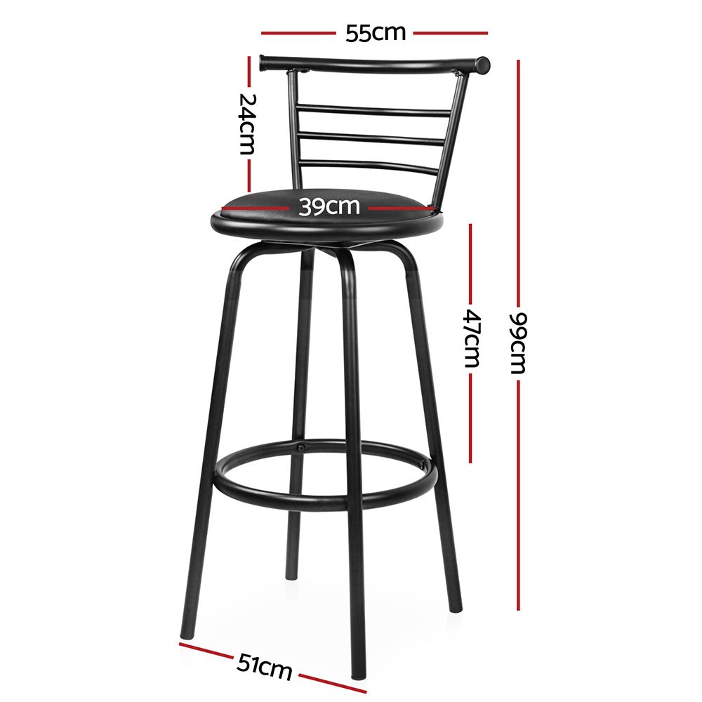 Scarlet Industrial Bar Stool (Set of 2) Black 75cm