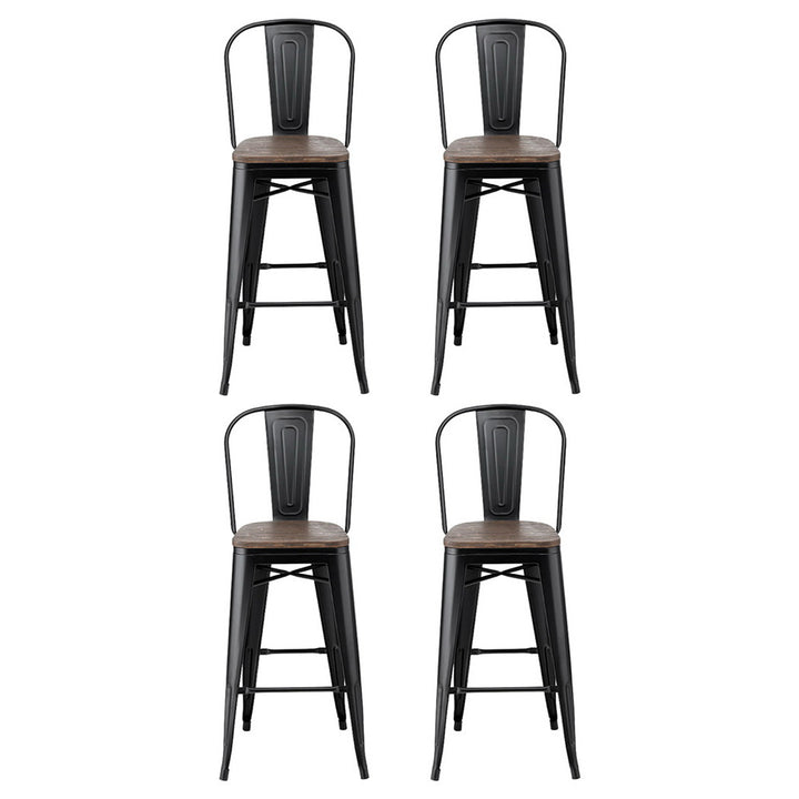 4x Artiss Metal Bar Stools Wooden Seat Retro Counter Stool