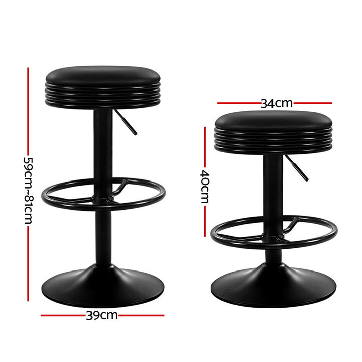 Anton Leather Bar Stool Swivel Backless (Set of 4) Black Frame