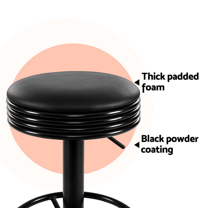 Anton Leather Bar Stool Swivel Backless (Set of 4) Black Frame