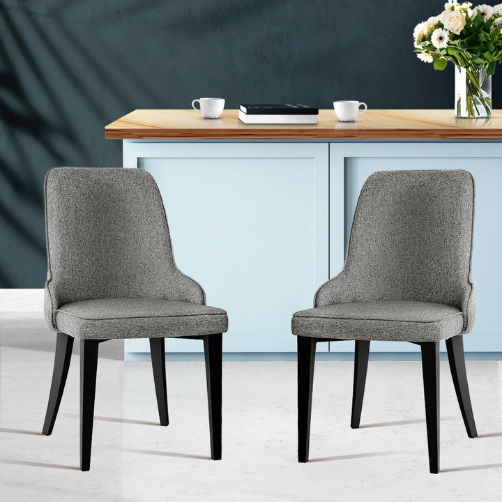 Artiss Fabric Kitchen Dining Chairs Silhouette (Set of 2) Grey