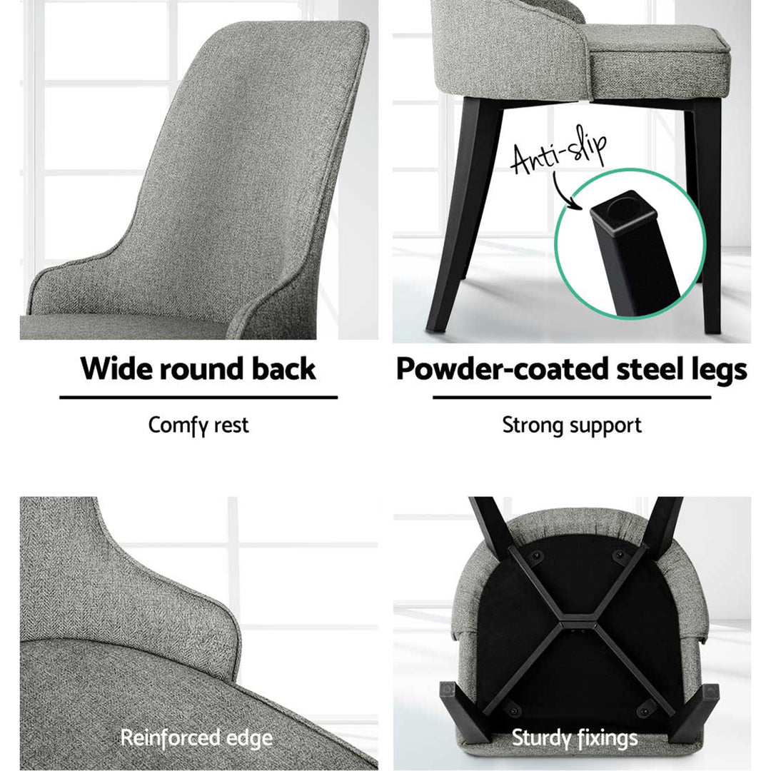 Artiss Fabric Kitchen Dining Chairs Silhouette (Set of 4) Grey