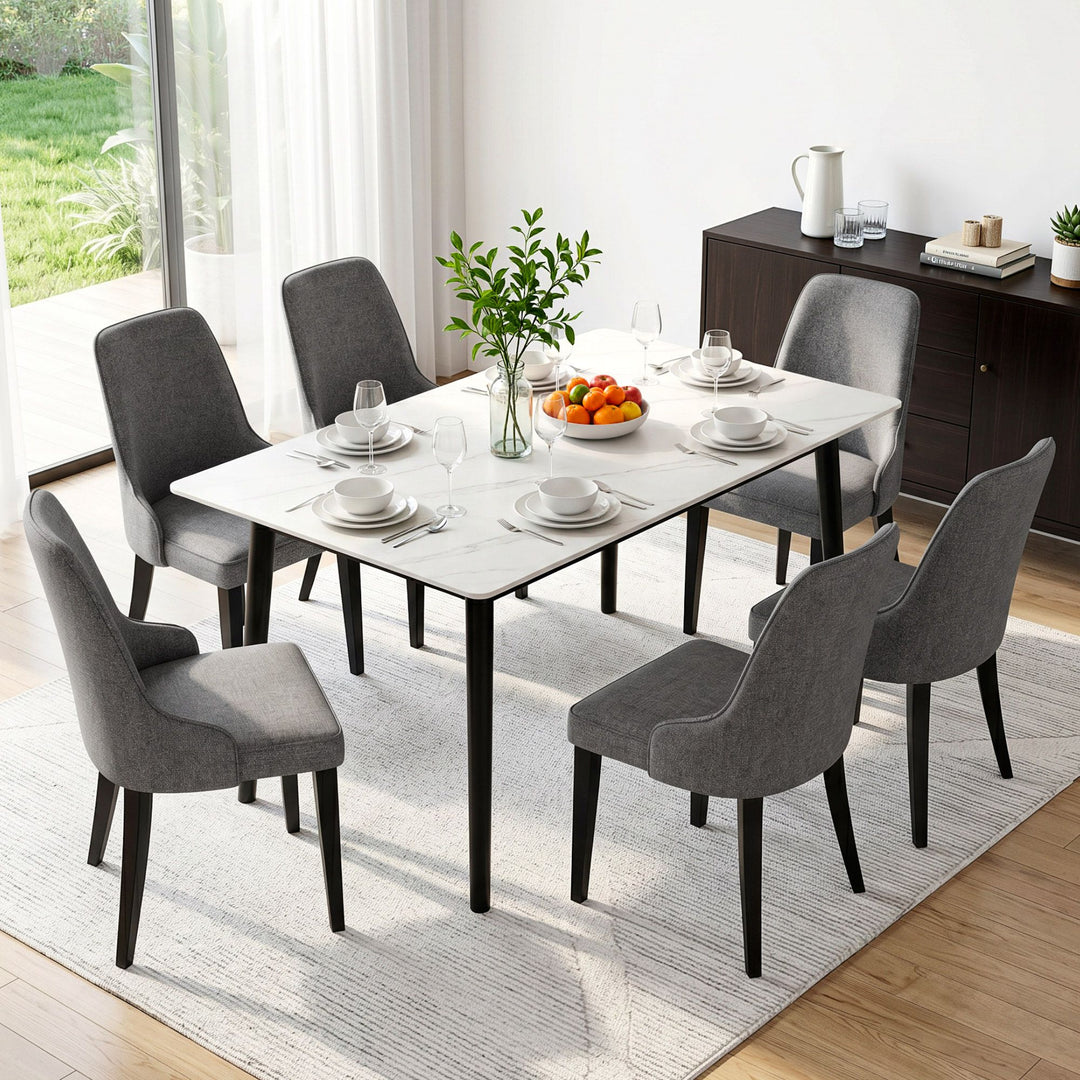 Artiss Fabric Kitchen Dining Chairs Silhouette (Set of 6) Grey