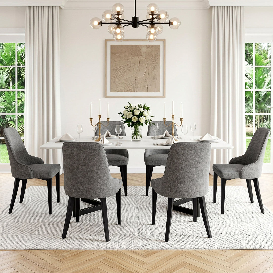 Artiss Fabric Kitchen Dining Chairs Silhouette (Set of 6) Grey