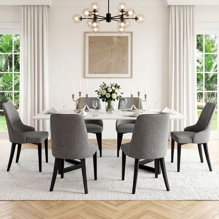 Artiss Fabric Kitchen Dining Chairs Silhouette (Set of 6) Grey
