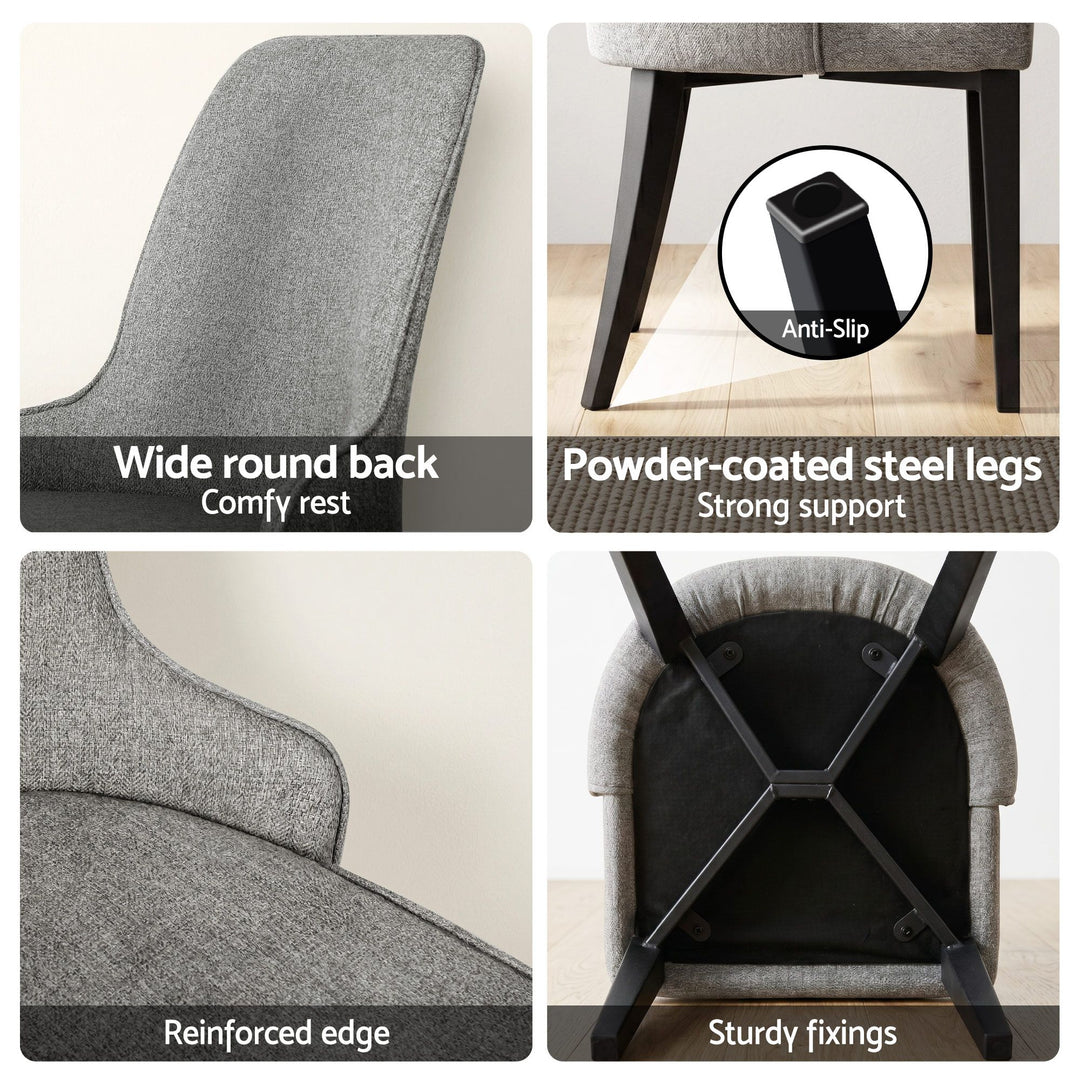 Artiss Fabric Kitchen Dining Chairs Silhouette (Set of 6) Grey
