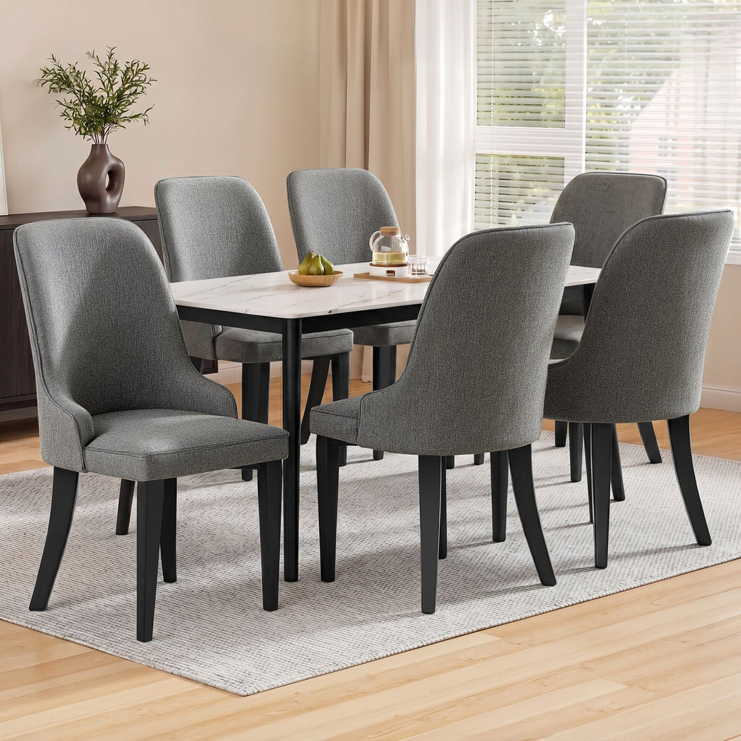 Artiss Fabric Kitchen Dining Chairs Silhouette (Set of 6) Grey