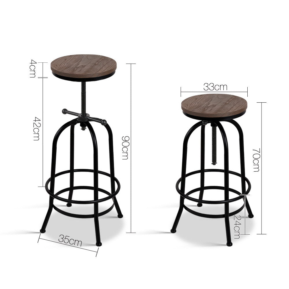 Chico Industrial Bar Stool Wooden Swivel Backless Black