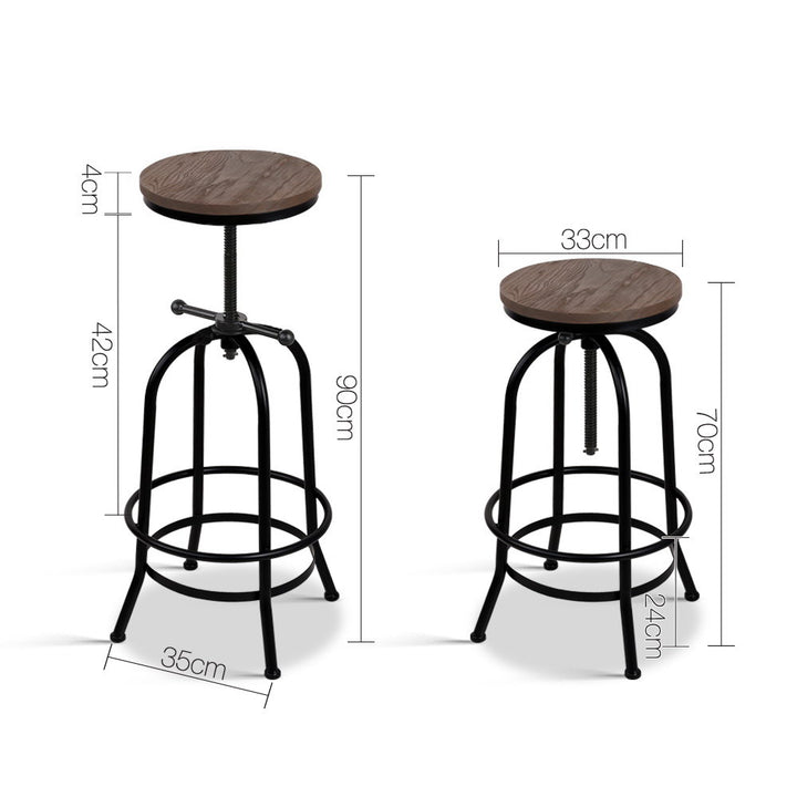 Chico Industrial Bar Stool Wooden Swivel Backless Black