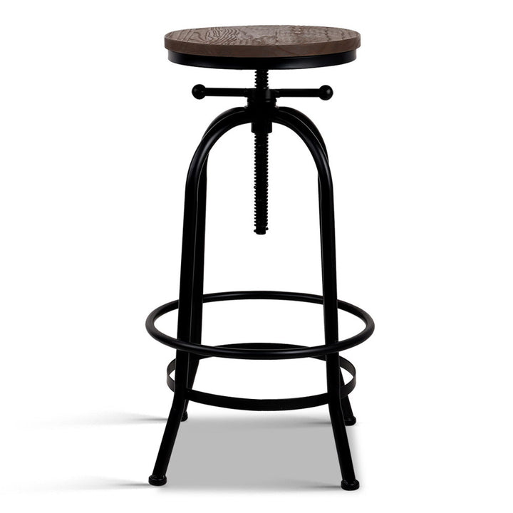 Chico Industrial Bar Stool Wooden Swivel Backless Black