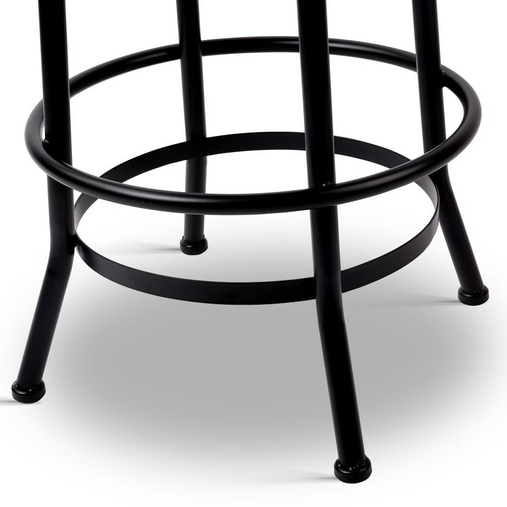 Chico Industrial Bar Stool Wooden Swivel Backless Black