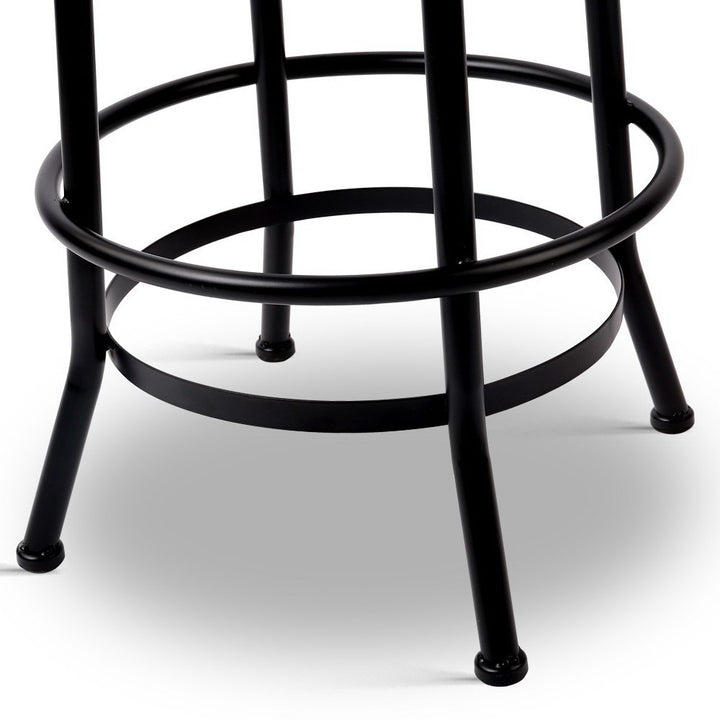 Chico Industrial Bar Stool Wooden Swivel Backless Black