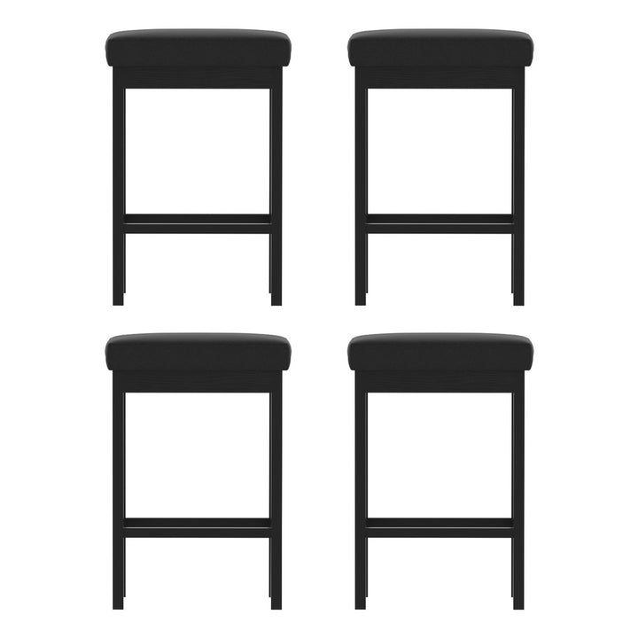 A Set of 4 Artiss Metal Bar Stools PU Seat Dining Counter Chairs
