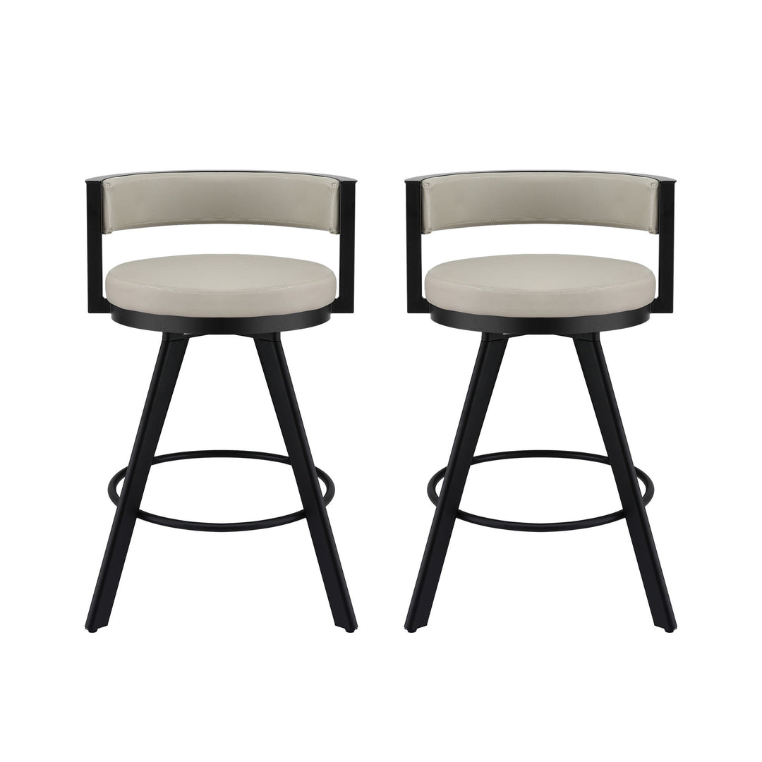 Artiss Bar Stools Set of 2 Swivel Kitchen Chair Metal Counter Beige Leather