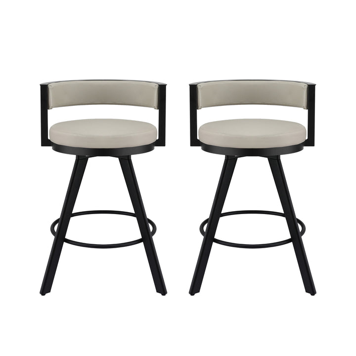 Artiss Bar Stools Set of 2 Swivel Kitchen Chair Metal Counter Beige Leather